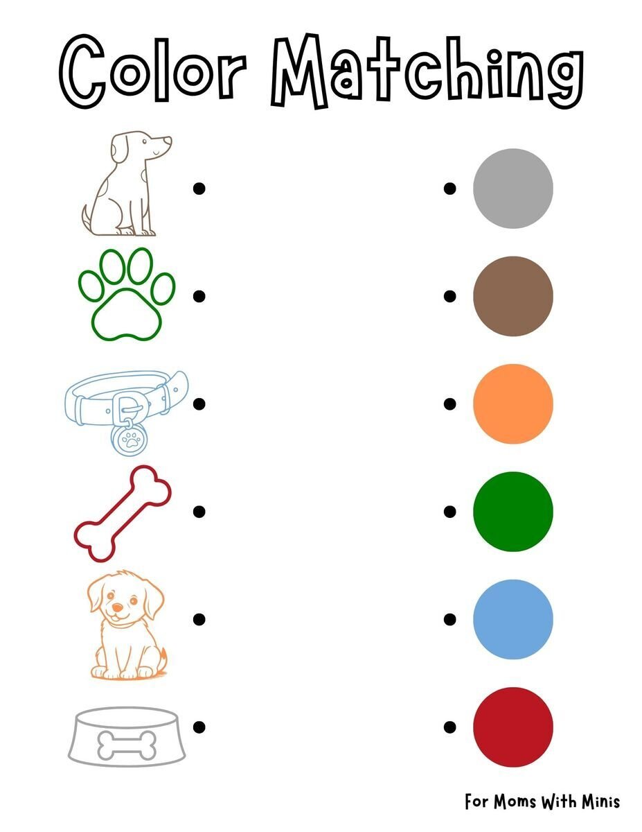Dog Color Matching Worksheet