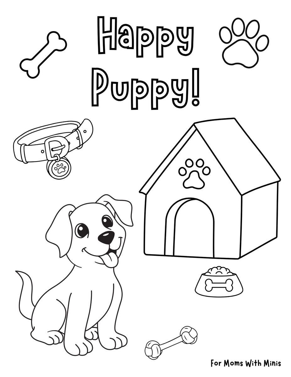 Happy Puppy Coloring Page