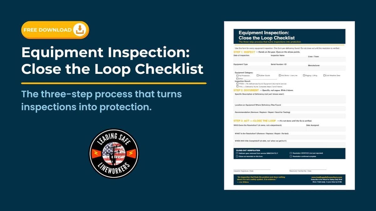 Equipment Inspection: Close the Loop Checklist