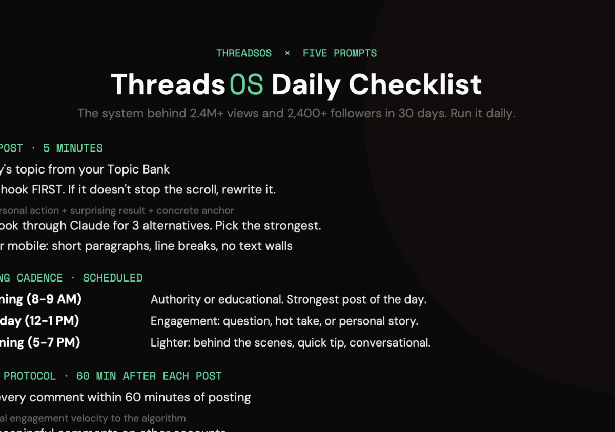 ThreadsOS Daily Checklist