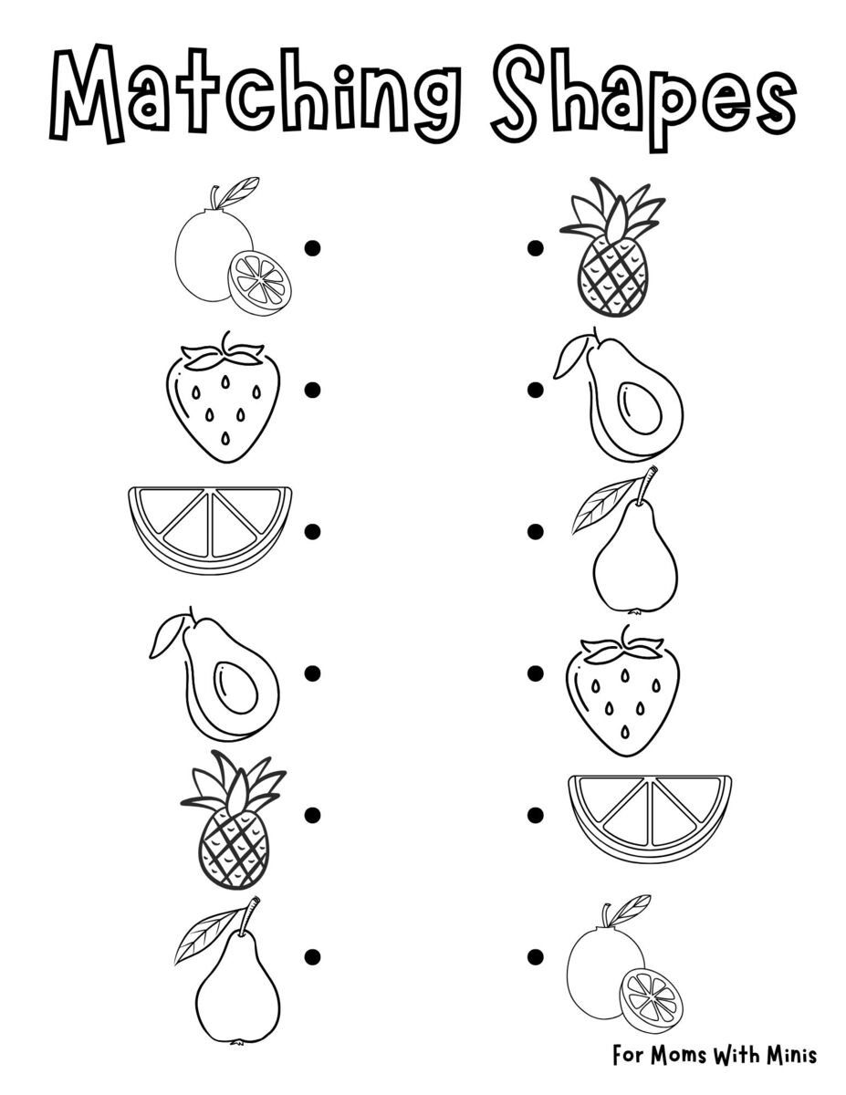 Fruit-Themed Matching Shapes Worksheet