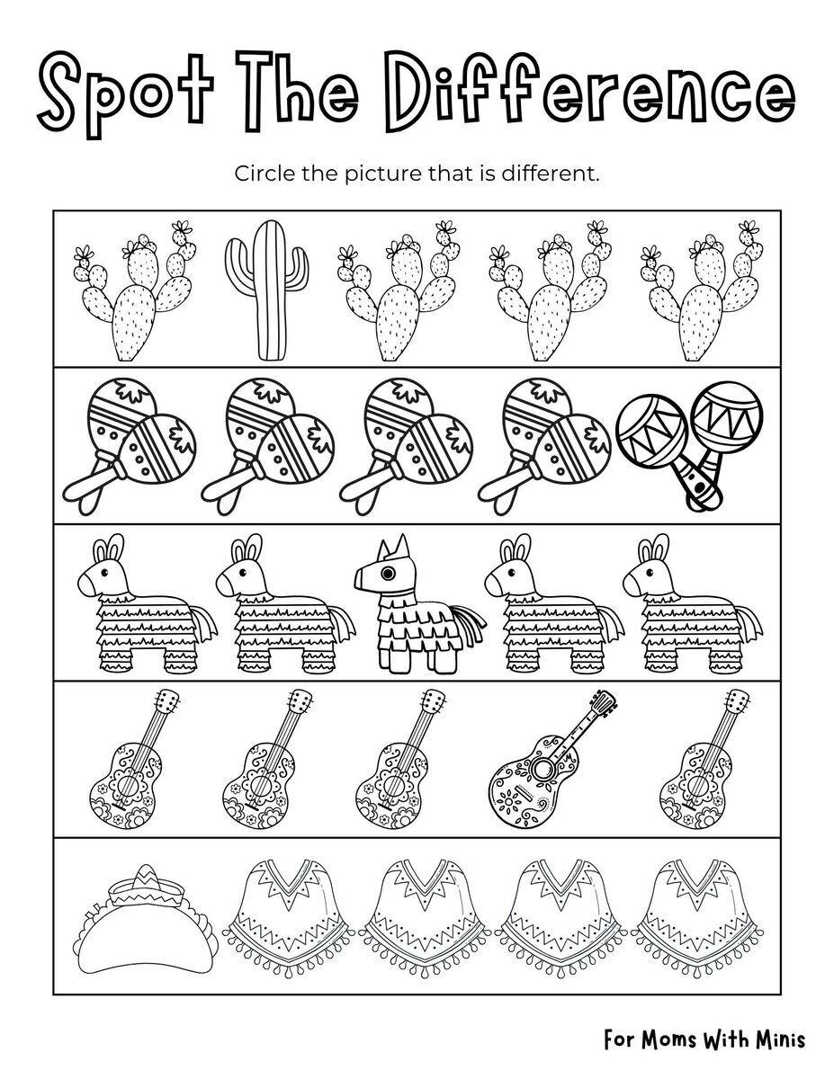 Cinco De Mayo Spot the Difference Worksheet