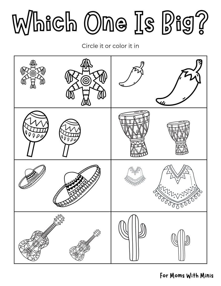 Cinco De Mayo Big and Small worksheet