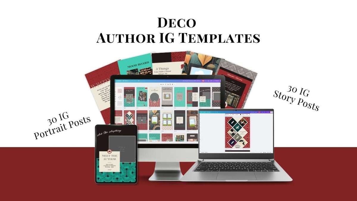 Deco Writer Instagram Templates | Art Deco Social Media Pack | 60 Canva IG Posts & Stories