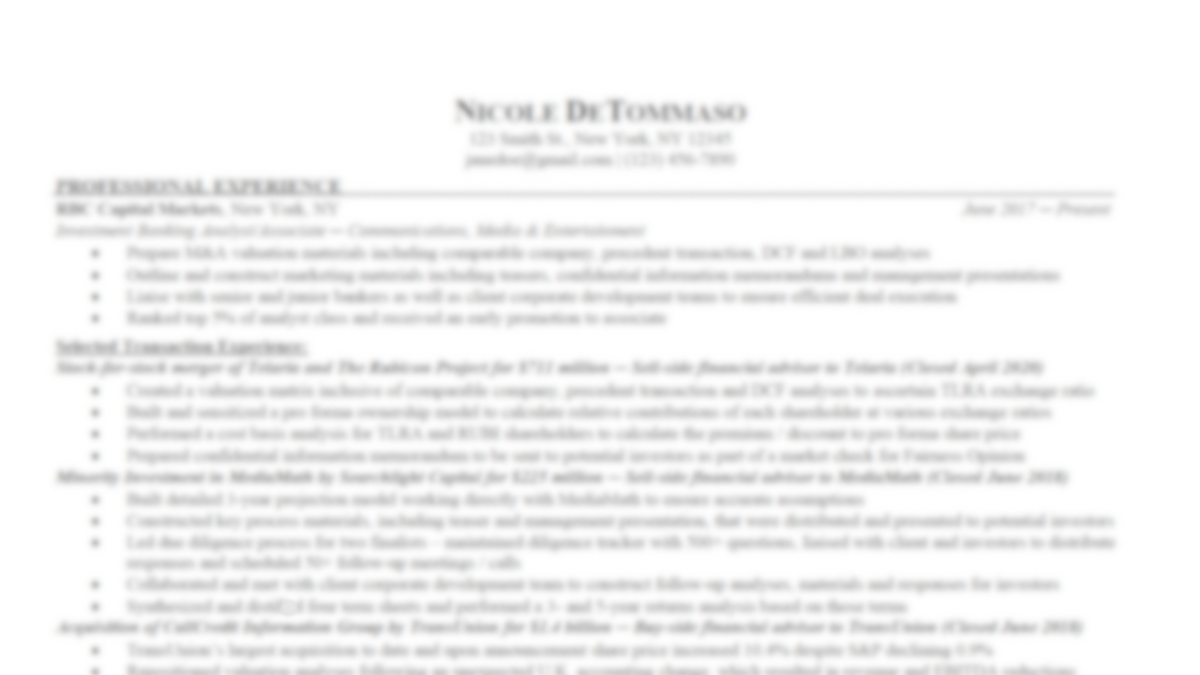 Nicole DeTommaso - VC Resume Template