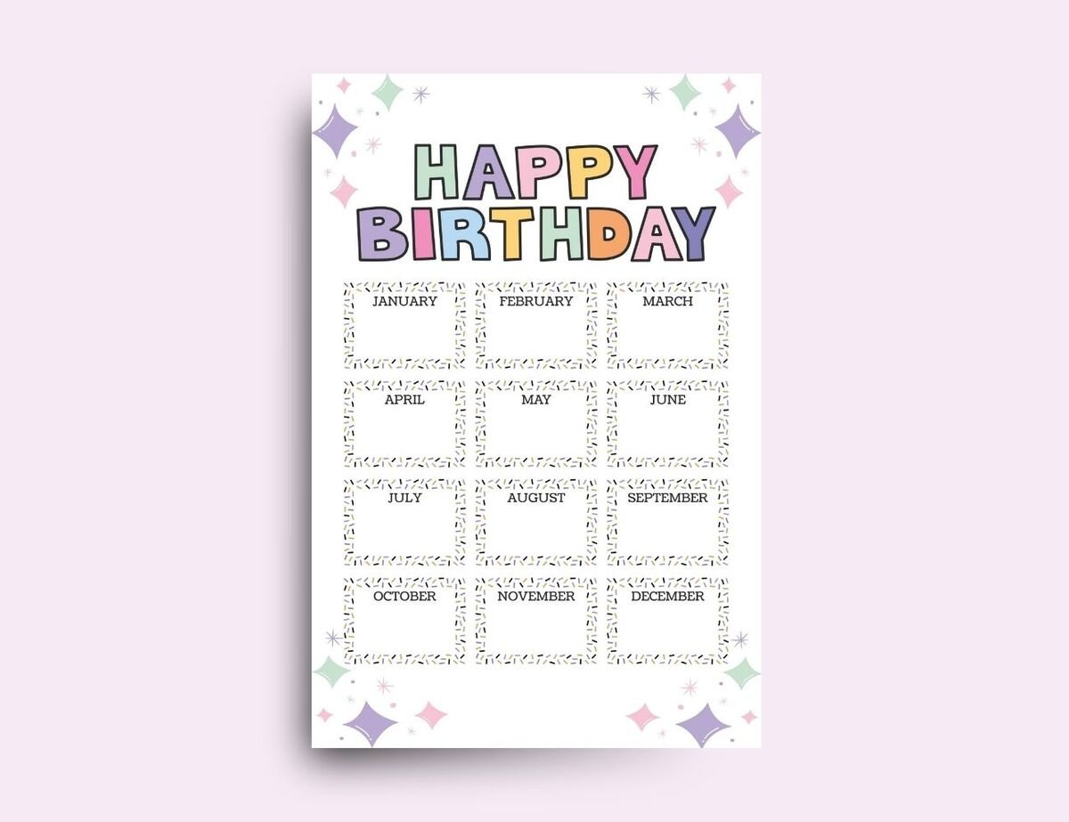 Confetti Starburst Classroom Birthday Poster