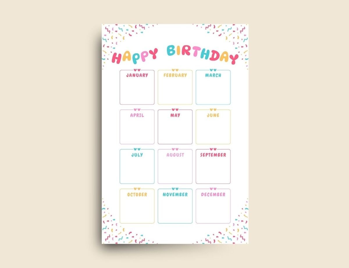 Confetti Border Classroom Birthday Poster