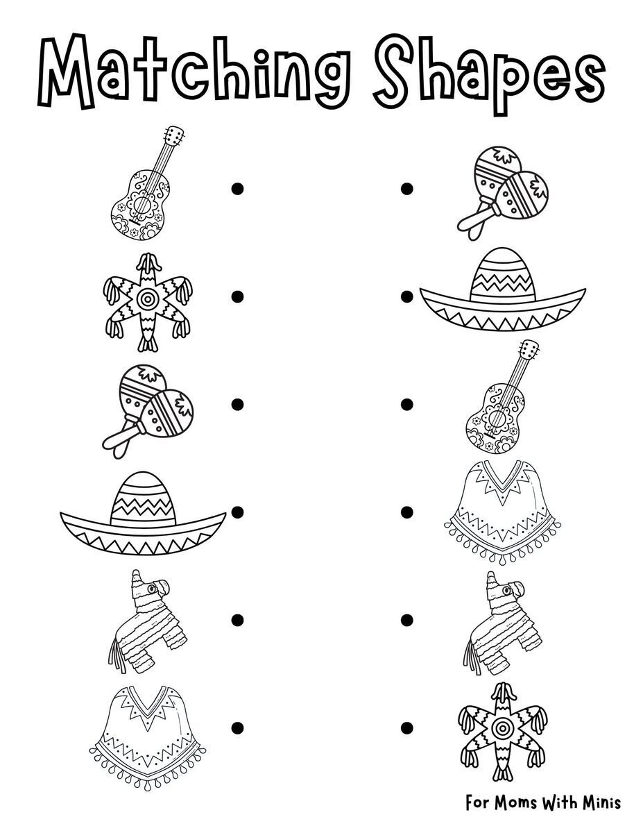 Cinco De Mayo Matching Shapes Worksheet
