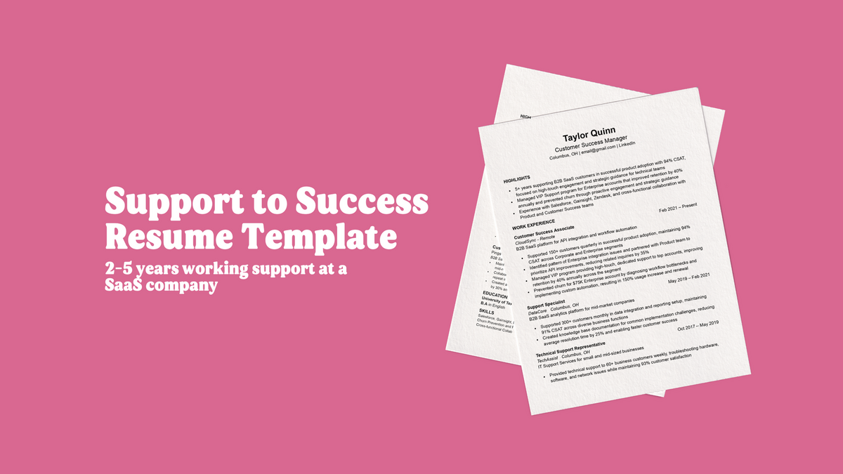 Support to Success Resume Template