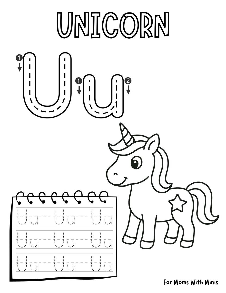 The Letter U is for Unicorn Worksheet