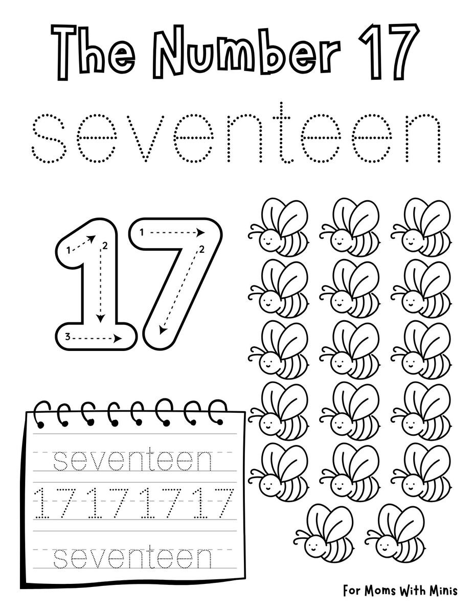 Write the Number Seventeen and Count the Bees