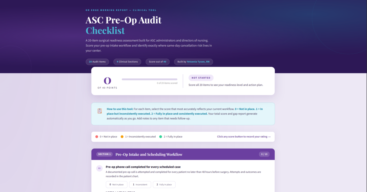 ASC Pre-Op Audit Checklist