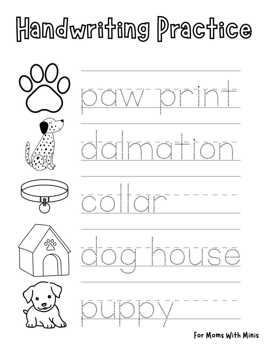 Dog-Themed Handwriting Practice