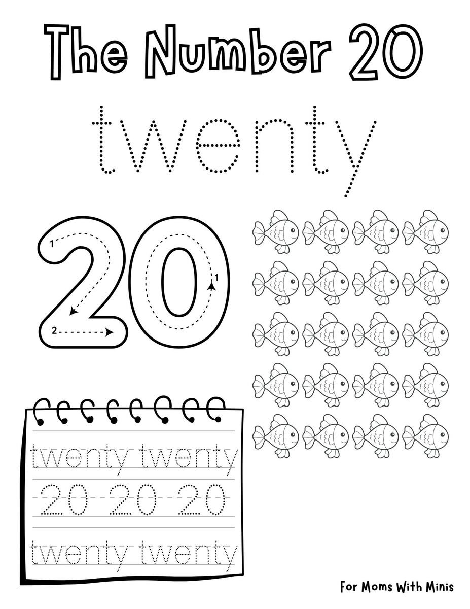 Write the Number Twenty and Count the Fish