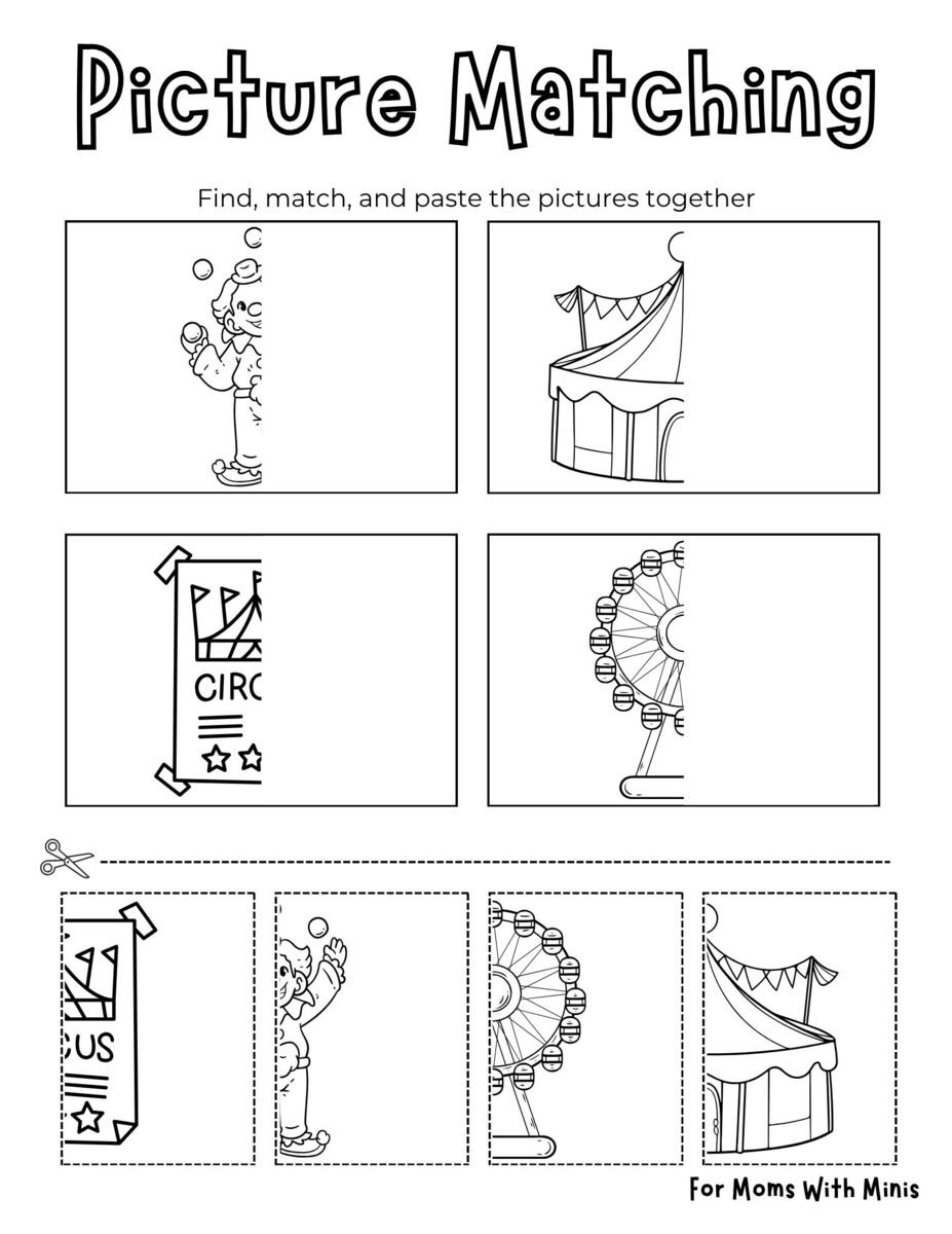 Circus Picture Matching Worksheet