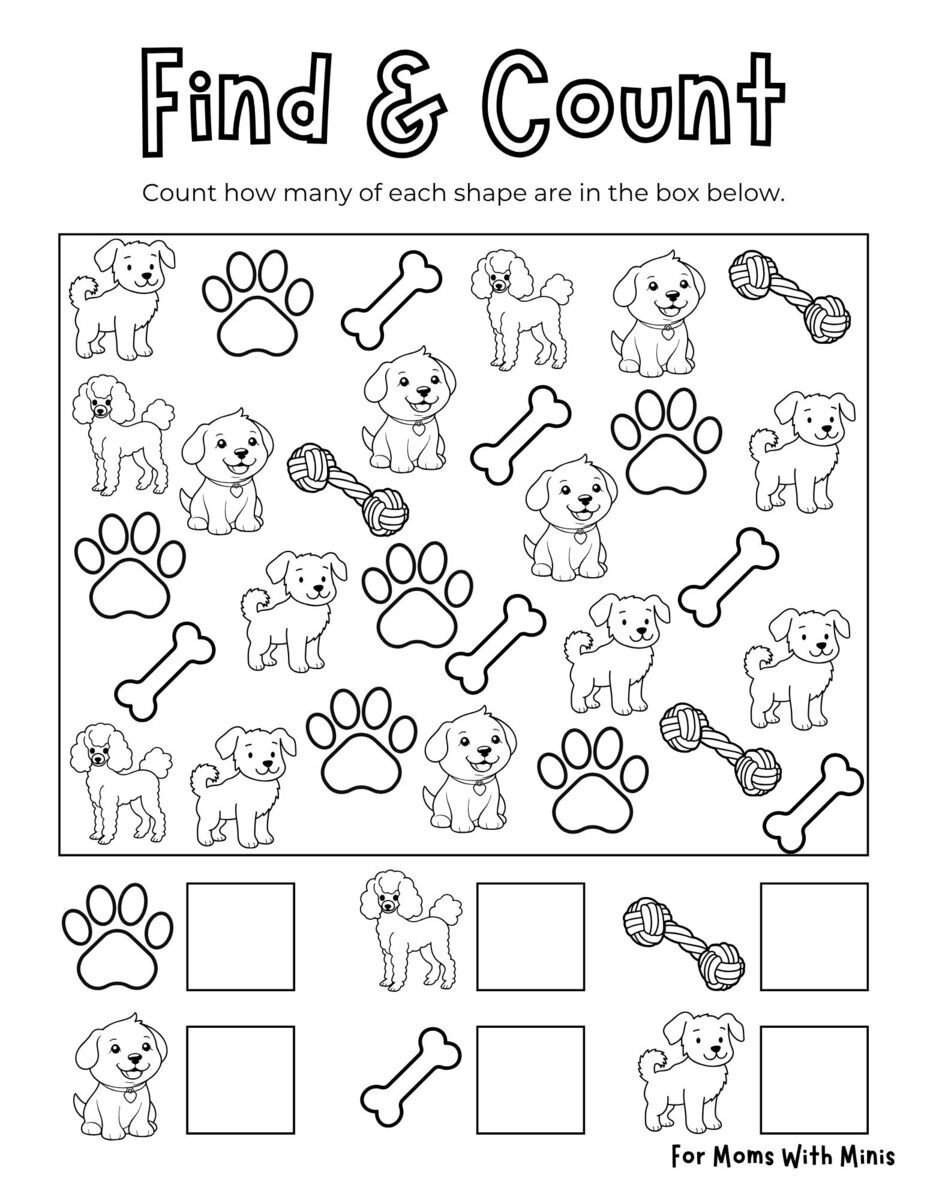 Dog-Themed Find and Count Worksheet