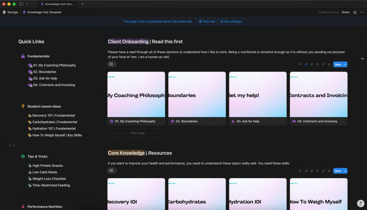 Notion Client-Facing Knowledge Hub Template