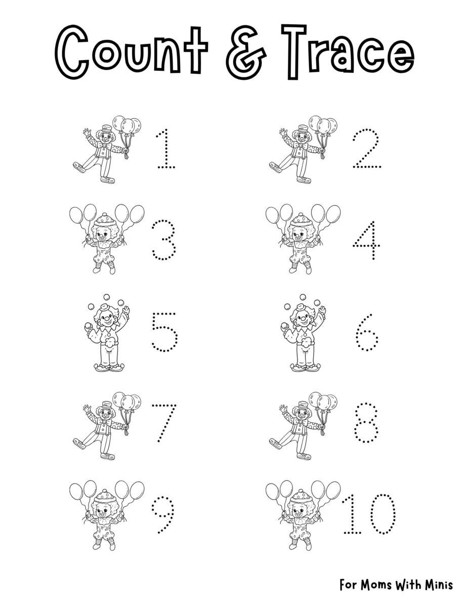 Count the Numbers and Trace the Clowns