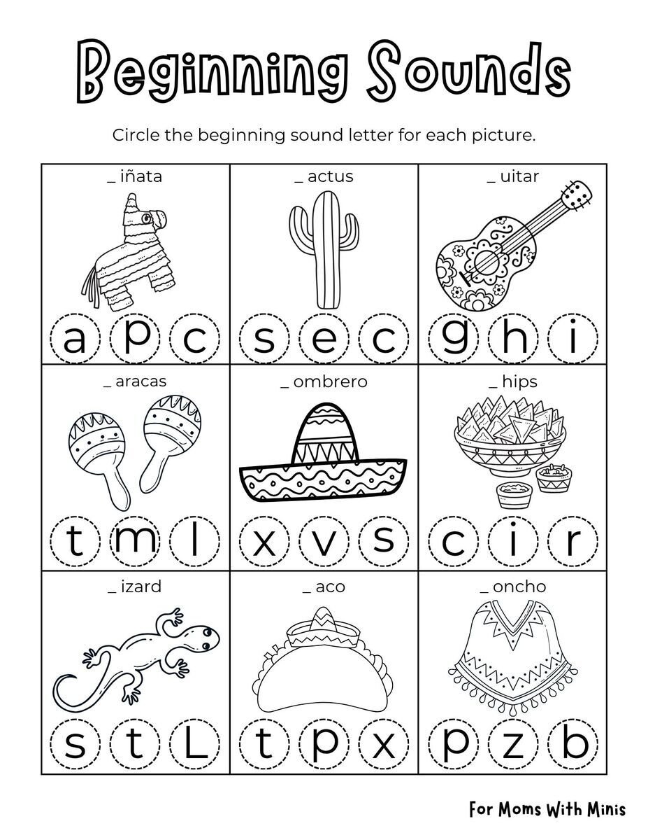Cinco De Mayo Beginning Sounds Worksheet