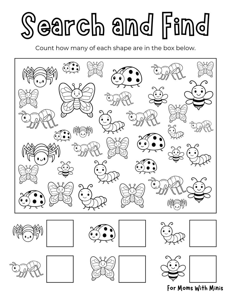 Search and Find the Insects Worksheet