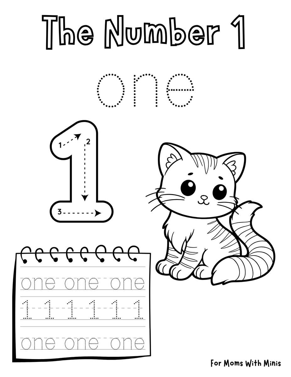 Write the Number One and Count the Kitten