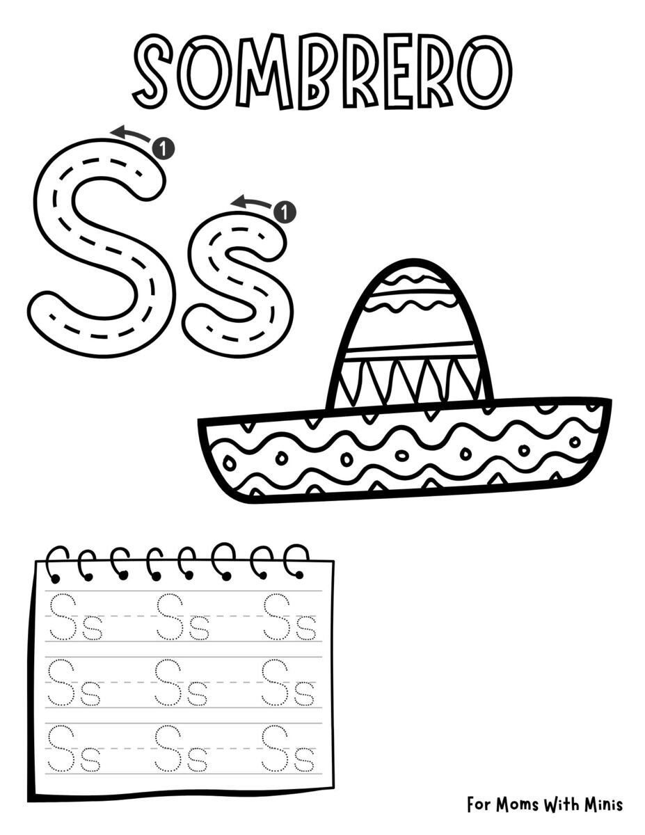 The Letter S is for Sombrero Worksheet