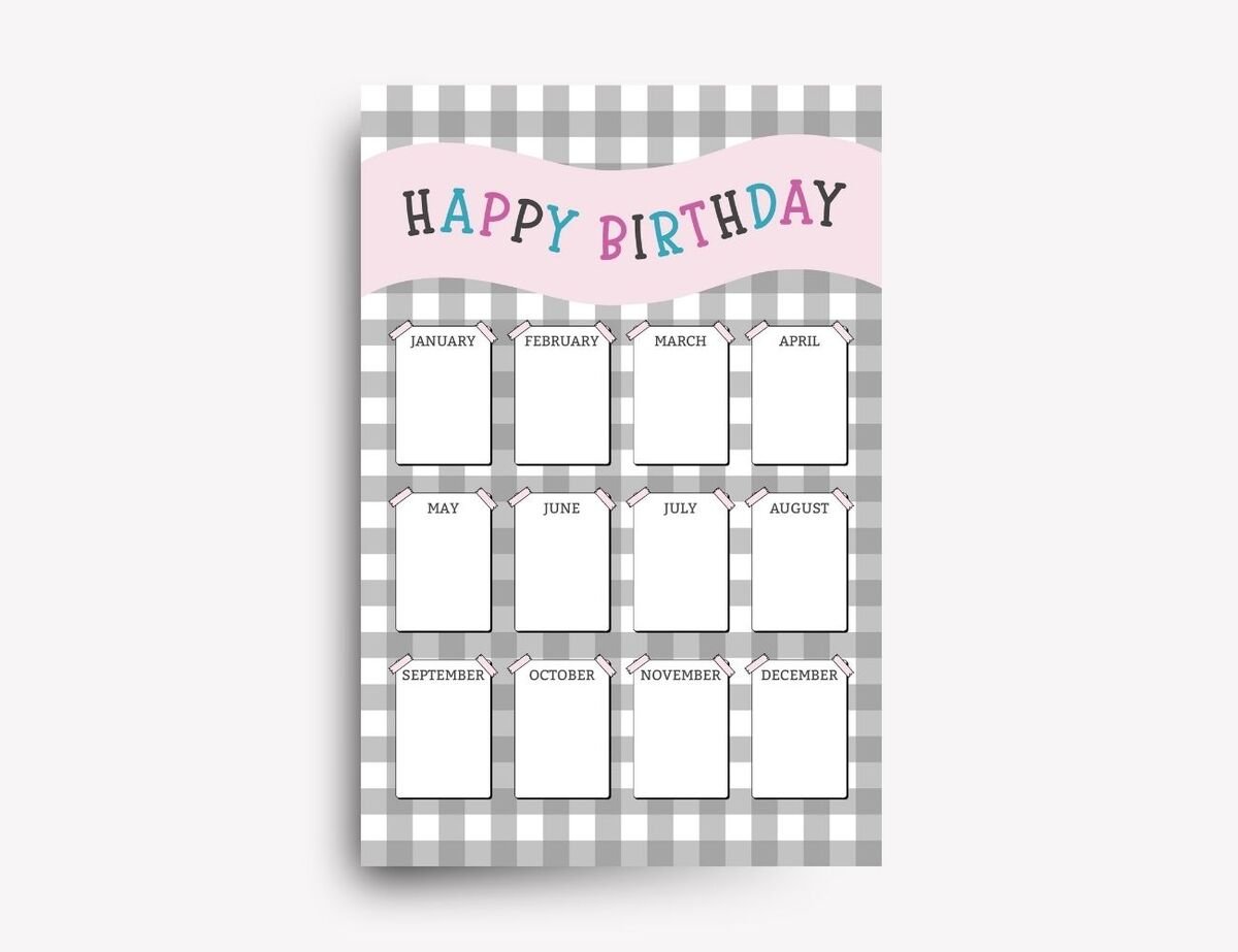 Neutral Plaid Classroom Birthday Poster