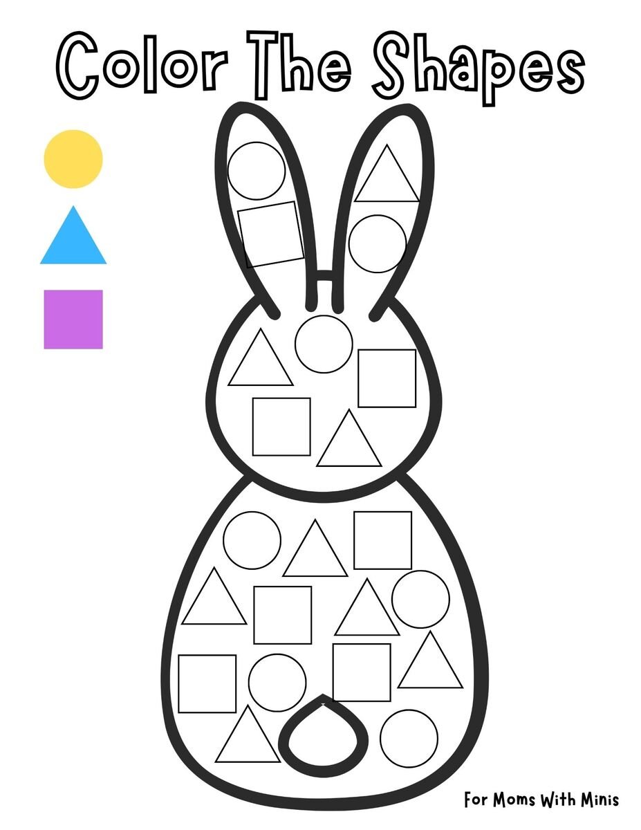 Color the Shapes in the Bunny Worksheet