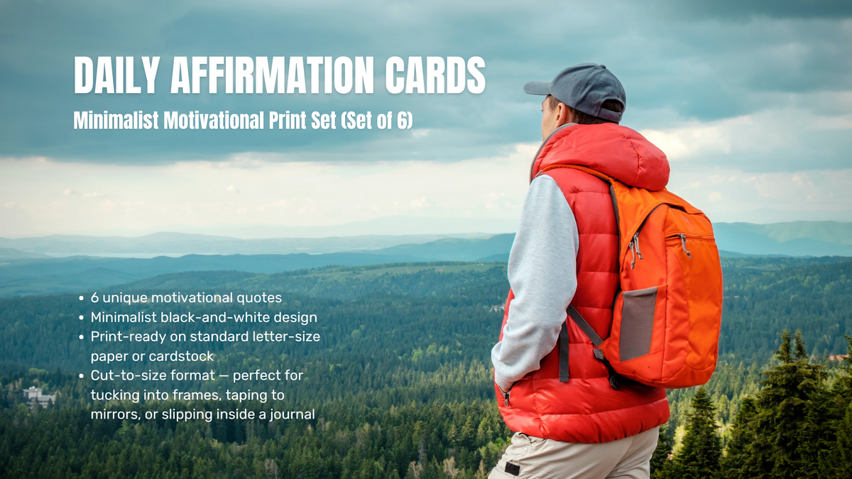 Daily Affirmation Cards — Minimalist Motivational Print Set (Set of 6)