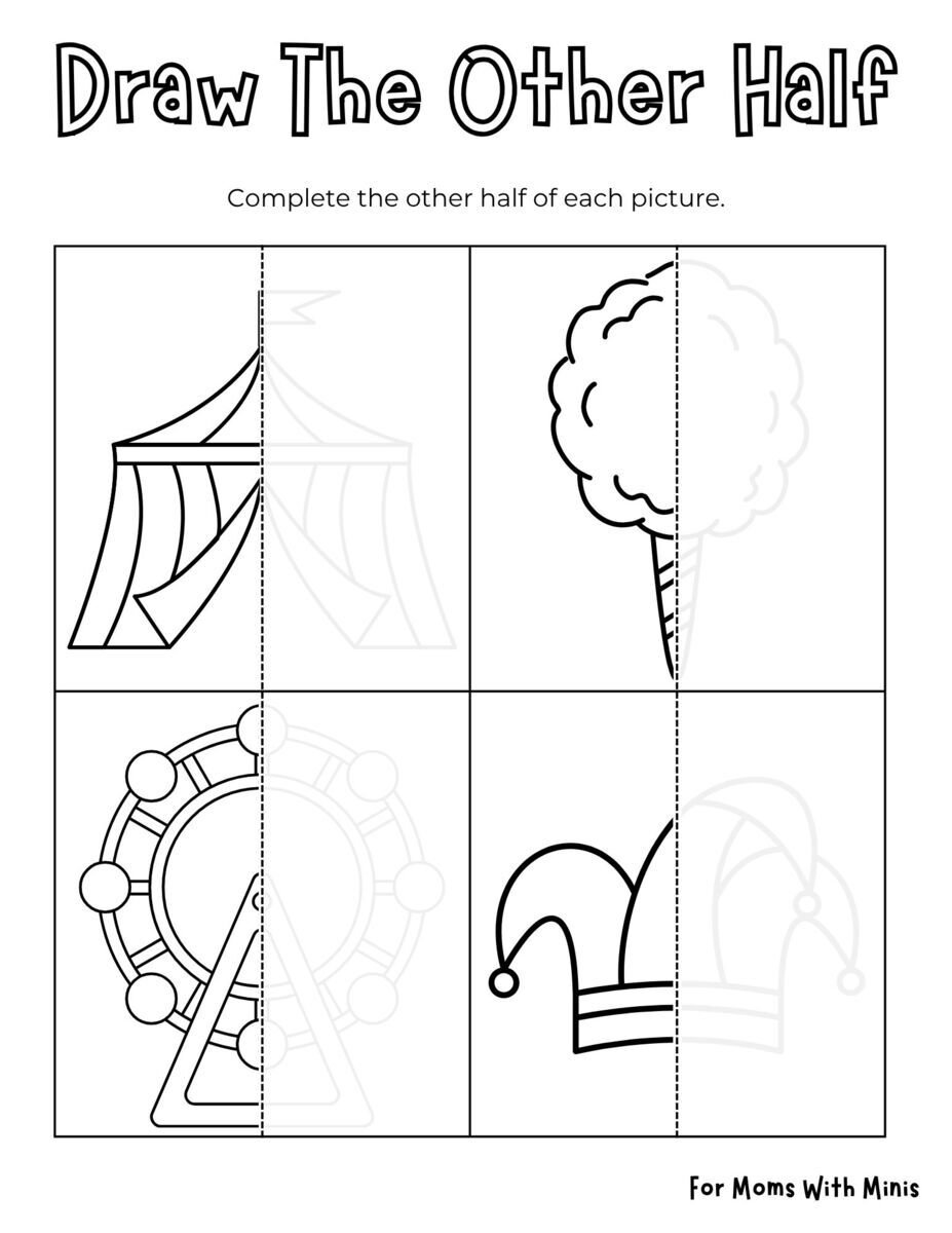 Circus-Themed Draw the Other Half