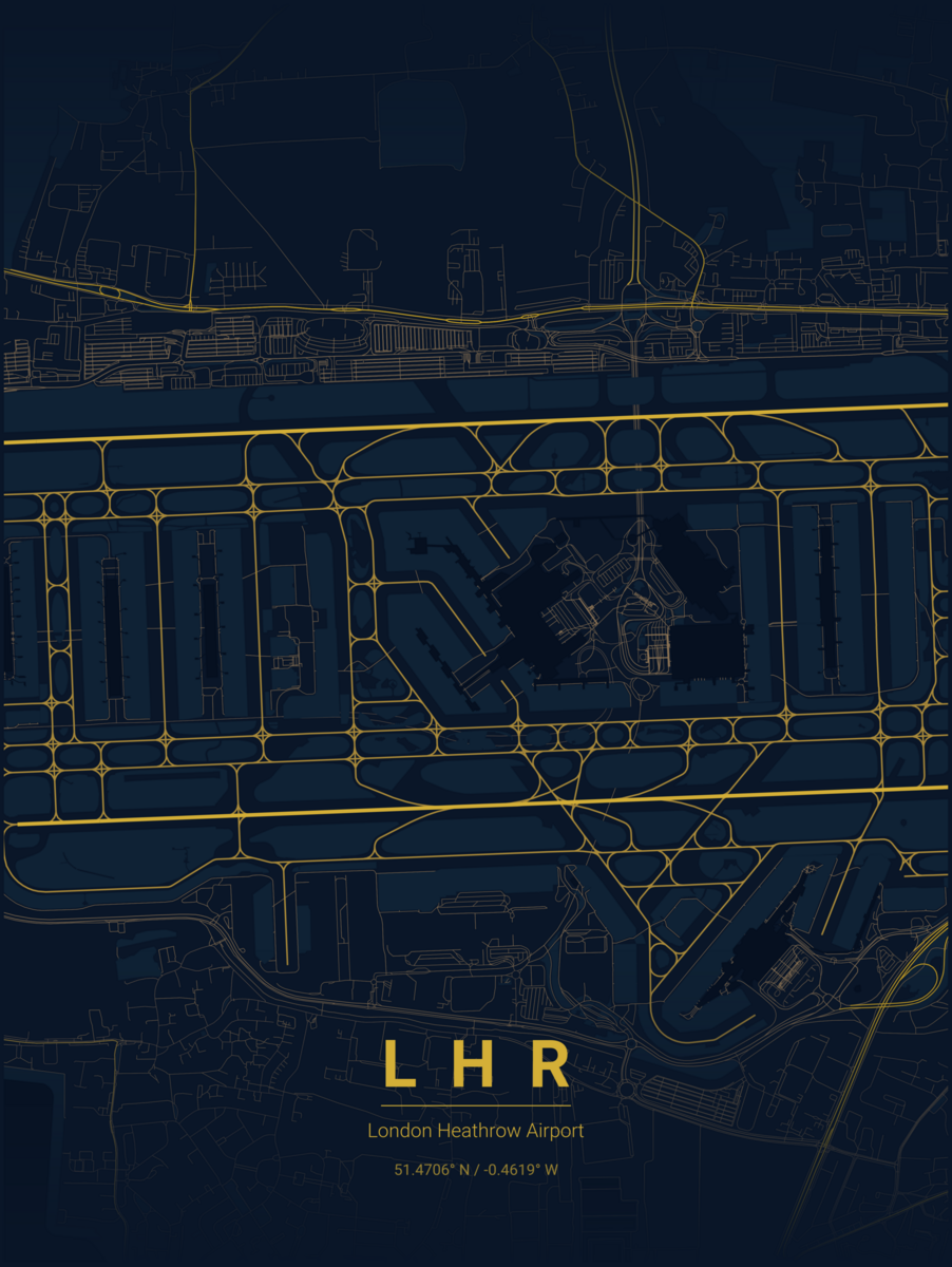 London Heathrow (LHR) Airport Map Poster