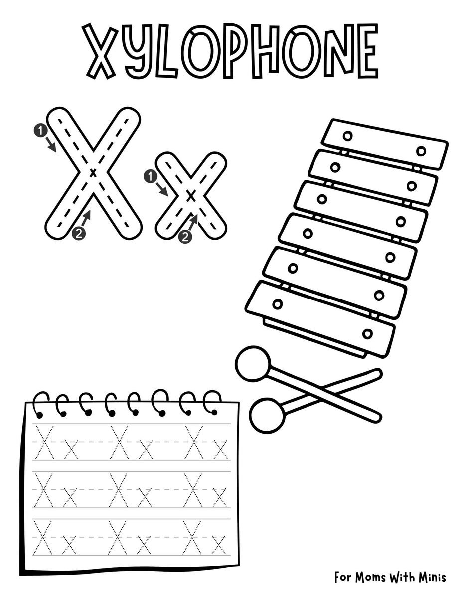 The Letter X is for Xylophone Worksheet