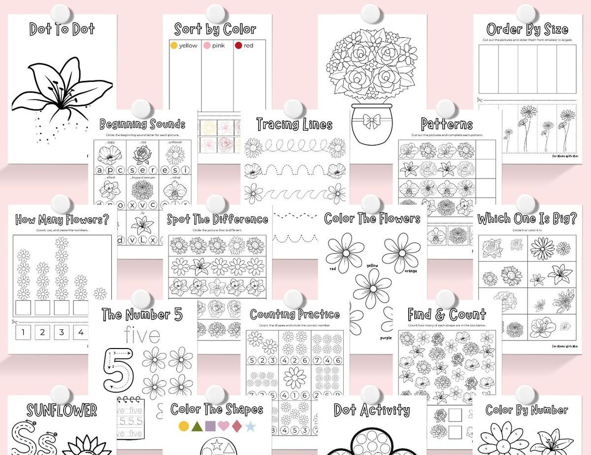 Flower-Themed Workbook for Kids