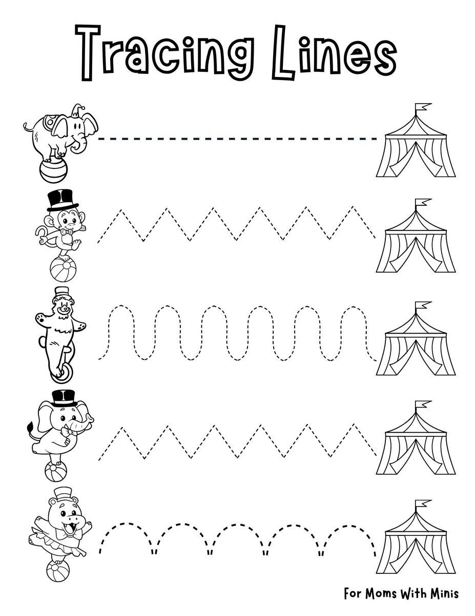 Circus-Themed Line Tracing Worksheet