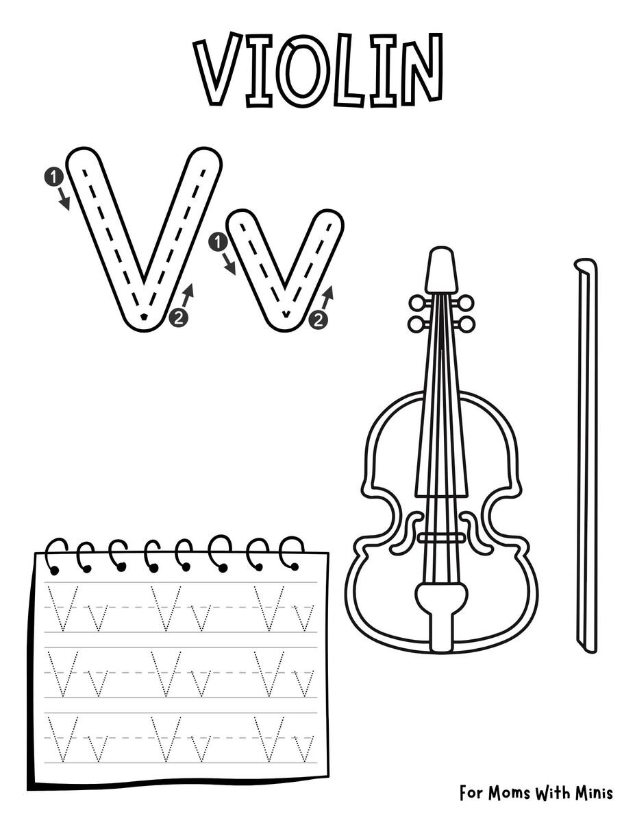 The Letter V is for Violin Worksheet
