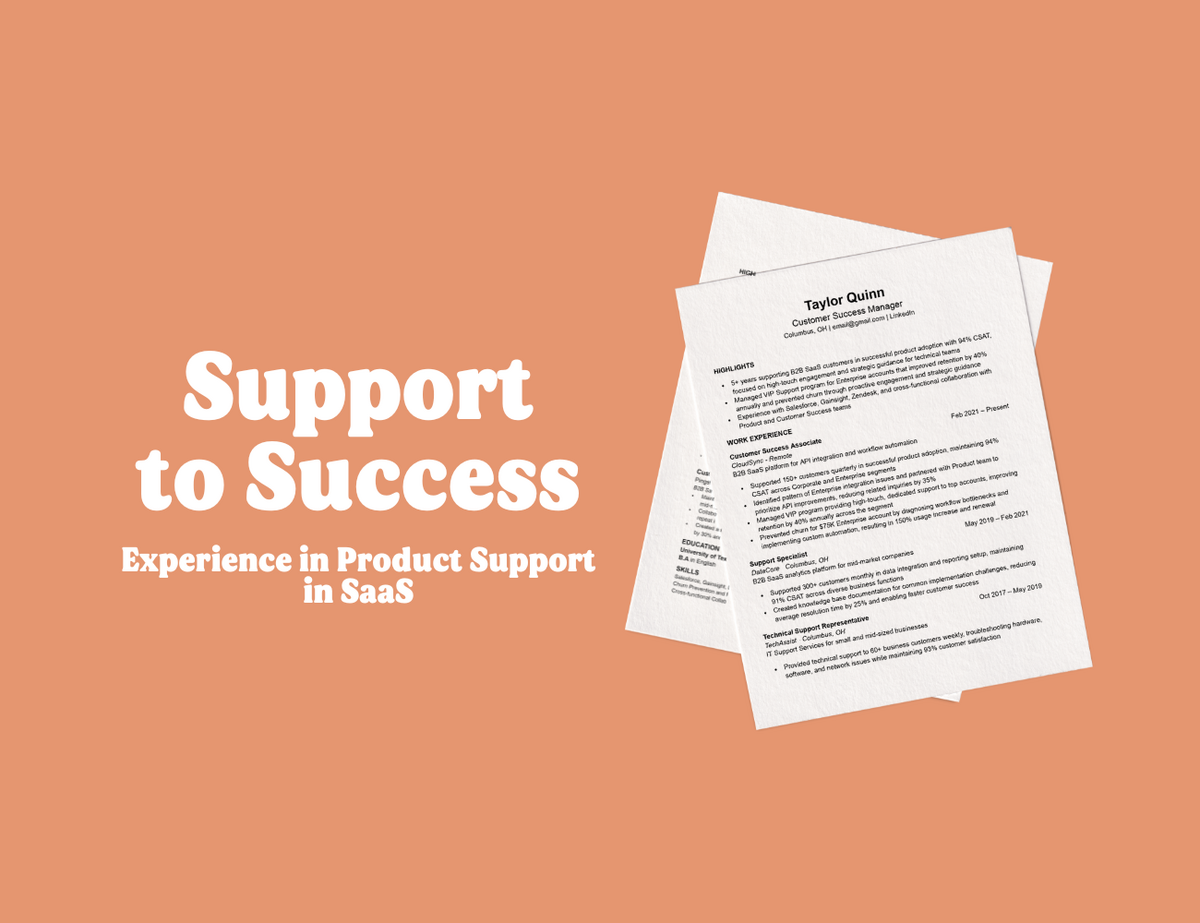 Support to Success Resume Template