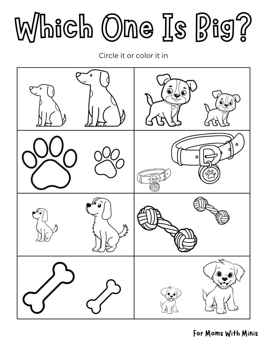 Dog-Themed Big and Small Worksheet