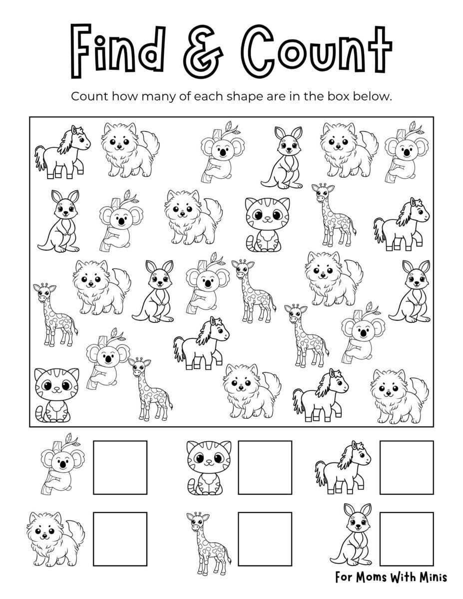 Find and Count the Land Animals Worksheet
