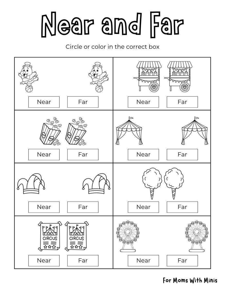 Circus-Themed Near and Far Worksheet
