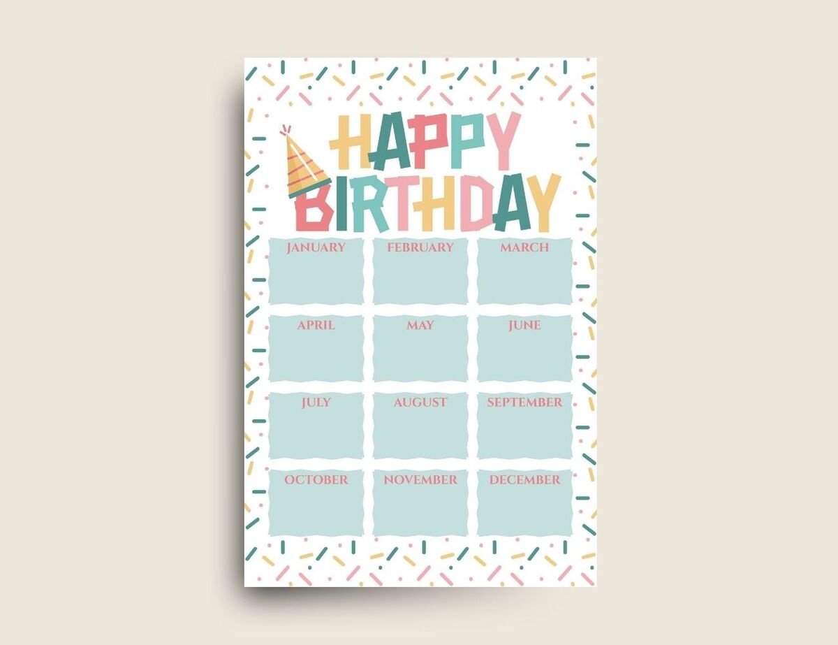 Muted Confetti Classroom Birthday Poster
