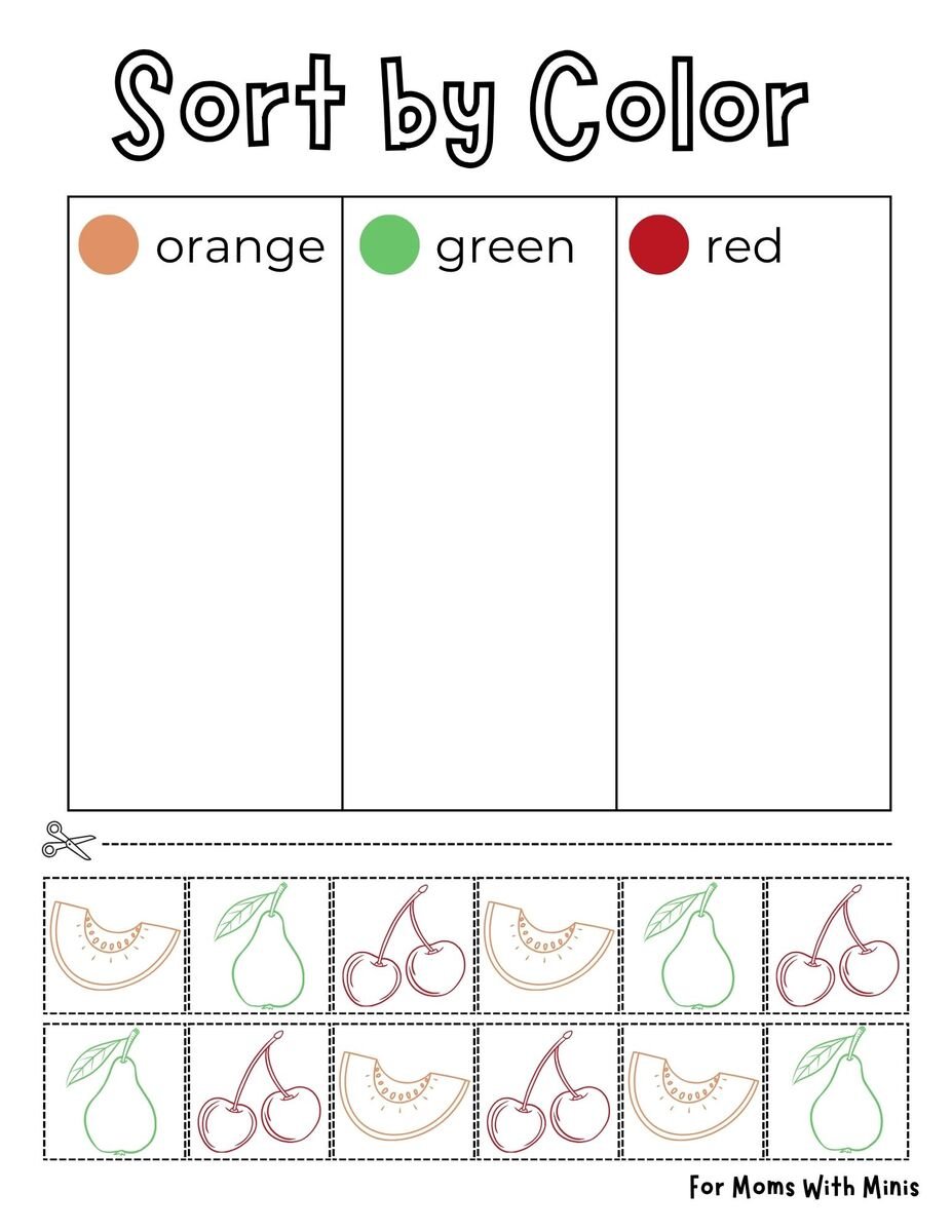 Fruit-Themed Sort By Color Worksheet