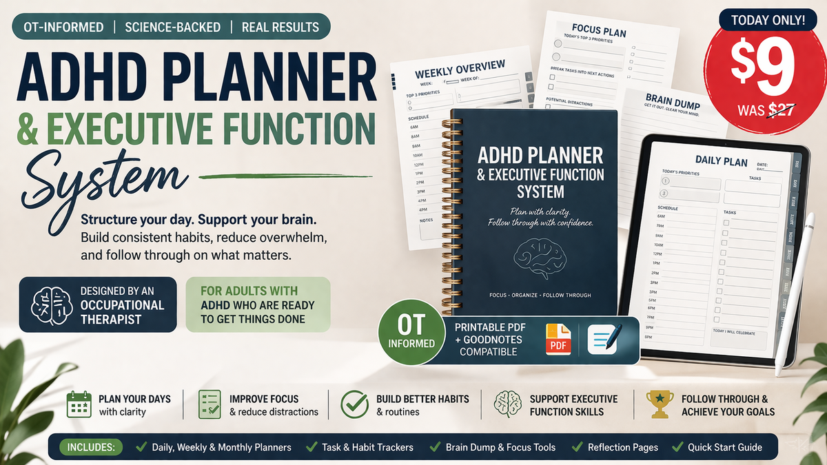 ADHD Planner & Executive Function System | OT-Informed | Adult ADHD | Printable PDF + GoodNotes