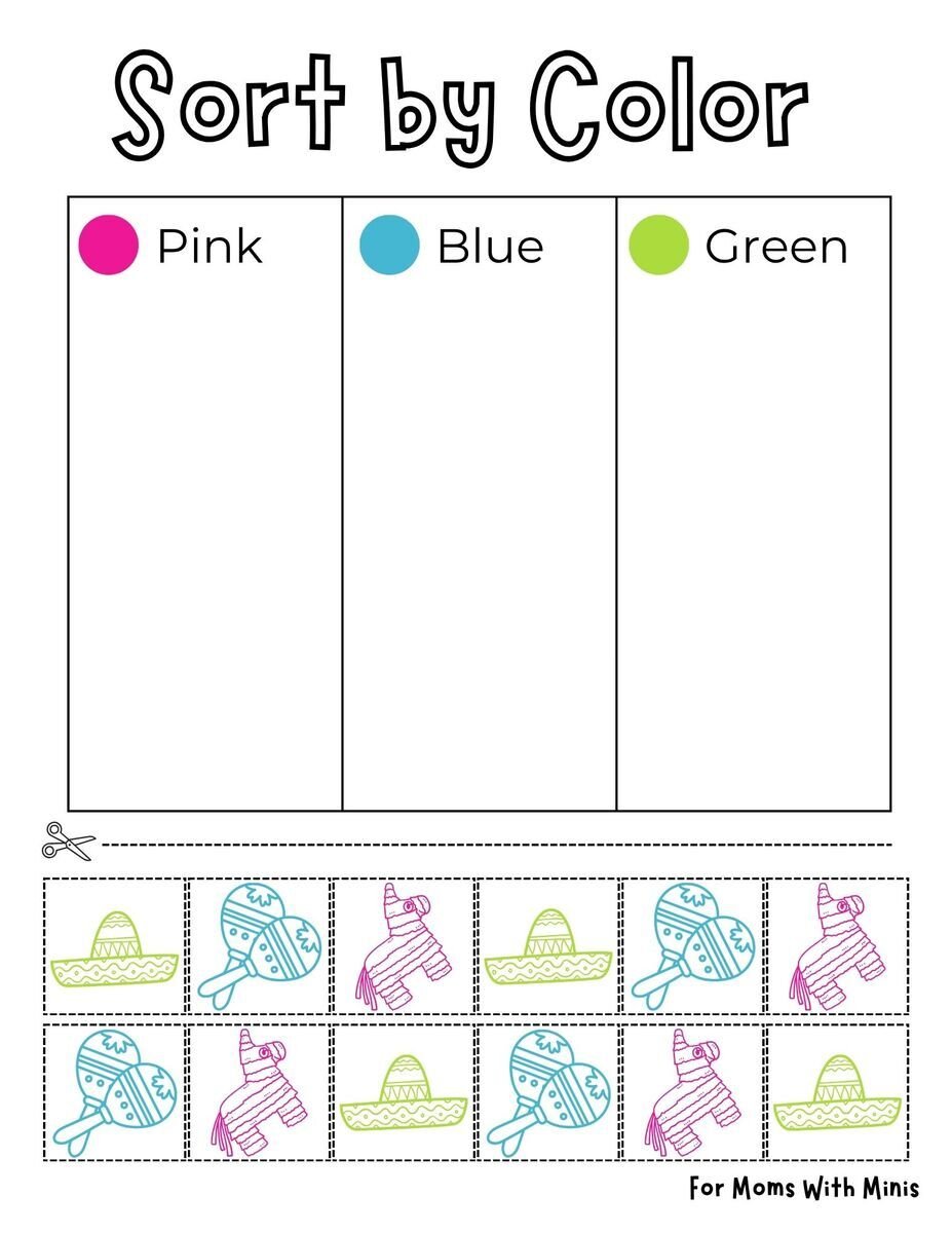 Cinco De Mayo Sort by Color Worksheet