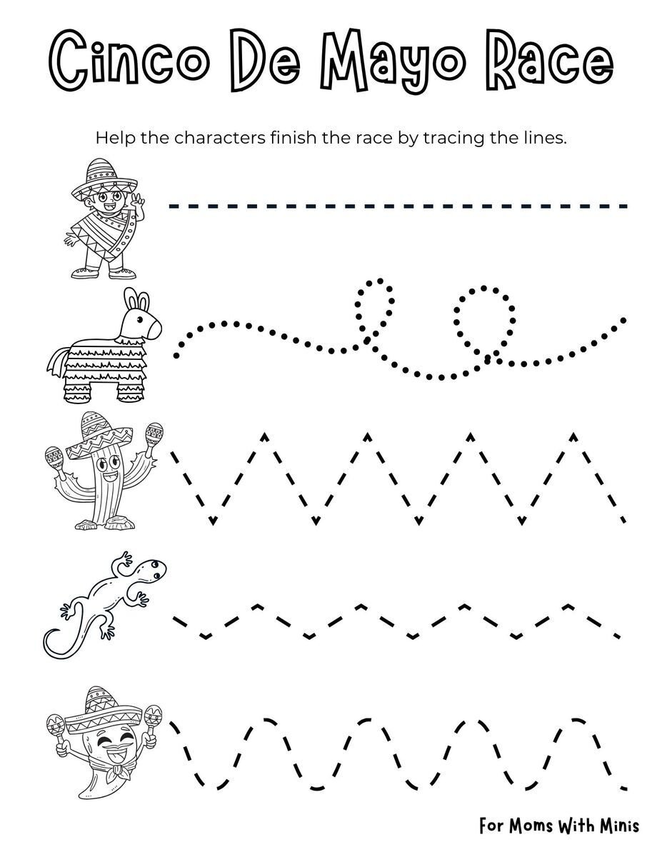 Cinco De Mayo Race Tracing Worksheet