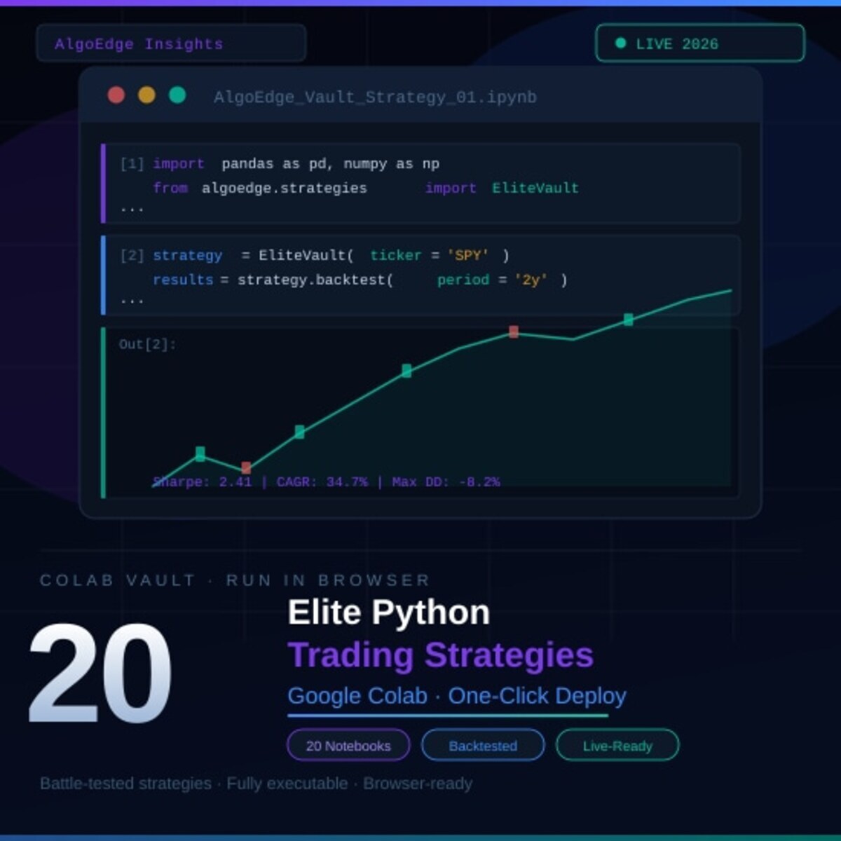 🚀 AlgoEdge Colab Vault: 20 Elite Python Trading Strategies – 2026 Live Edition