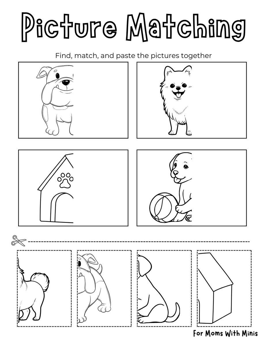 Dog-Themed Picture Matching Worksheet