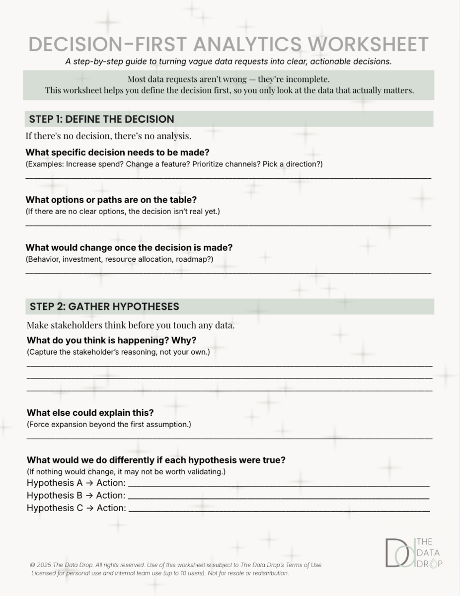 Decision-First Analytics Worksheet