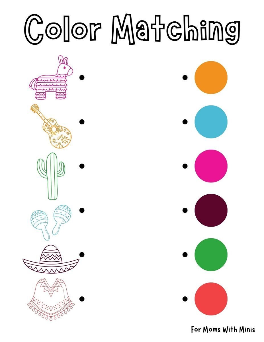 Cinco De Mayo Color Matching Worksheet