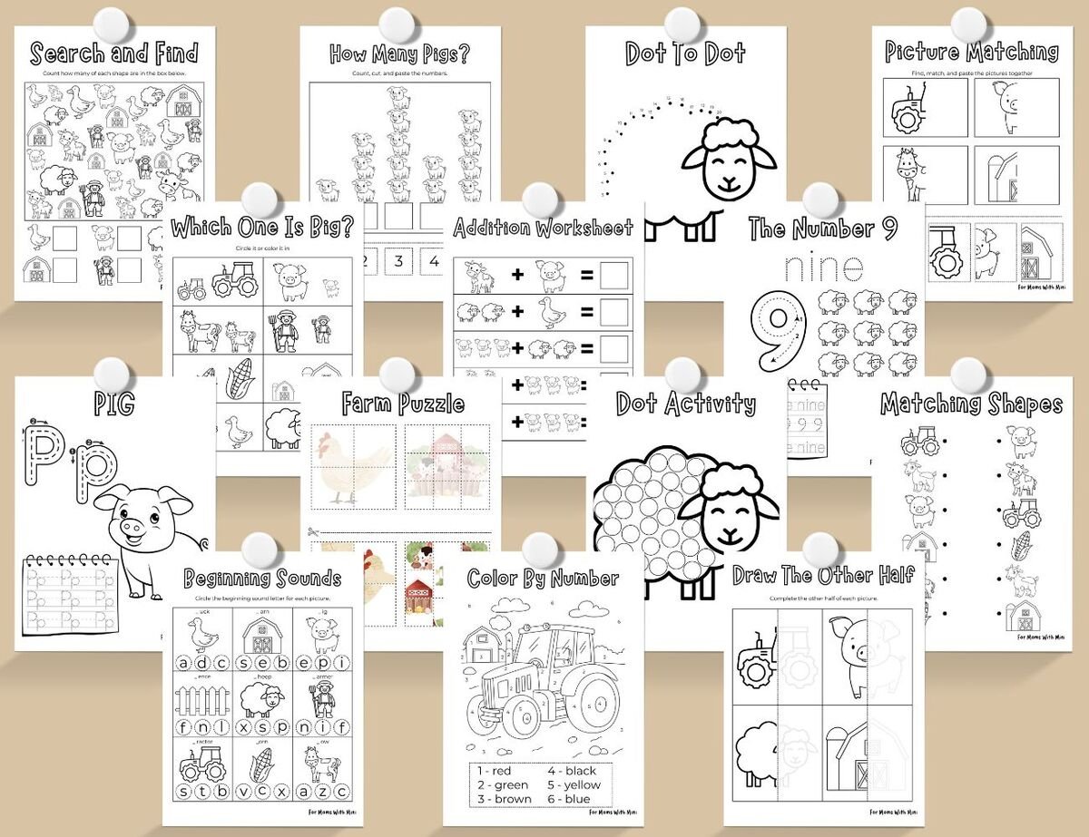 Farm Workbook for Kids