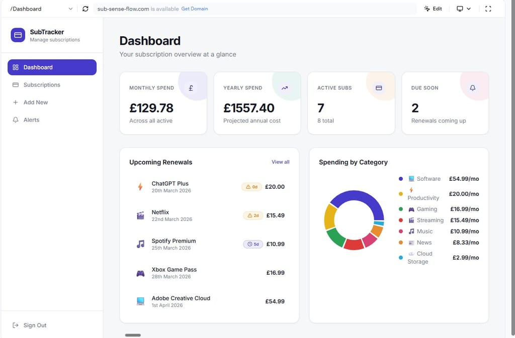 SubTracker Dashboard